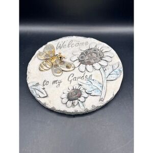 Welcome To My Garden Stepping Stone‎ Bee Sunflower Outdoor Decor 7" Diam